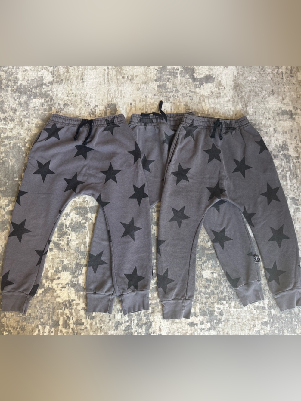 Kids NuNuNU Gray Star Joggers - Black Star Print, size 6-7